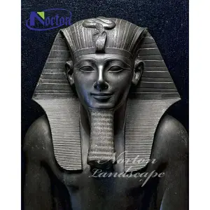 Estatua de mármol tallado a mano para decoración interior, estatua de tamaño real, pulido negro, precio del faraón egipcio