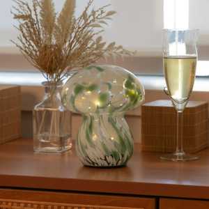 Lámpara de cristal <span class=keywords><strong>BrightSide</strong></span> Mushroom Confetti - Verde salvia/blanco, luces de hadas que funcionan con pilas - Product Image 6