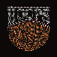 Transfert thermique personnalisé Bling pour T-shirts : motif strass basketball