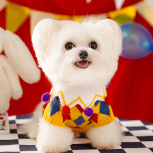 Vêtements pour chien d'automne et d'hiver, <span class=keywords><strong>pull</strong></span> amusant et mignon de clown de cirque, Halloween, écologique, lavage à la main, motif uni - Product Image 3