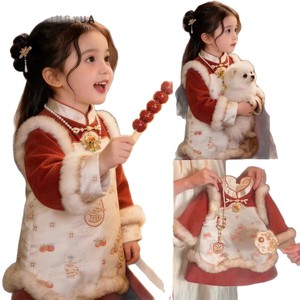 Tongxingyuan Girl's Quilted Tang Suit Hanfu Cheongsam Dress Autumn Winter New Year Traditional Chinese Princess Dress - Product Image 5