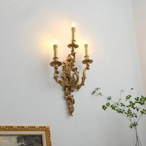 PM Franse antieke messing wandlamp kaarsenhouder wandlamp LED-lichtbron decoratieve verlichting Jewellerytop koperen wandlamp - Product Image 1