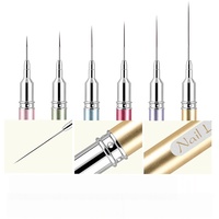 Stylo liner pour nail art ultra-fin avec manche en métal 6/9/12/15/18/25 mm, pinceau pour dessin sur ongles en gel UV