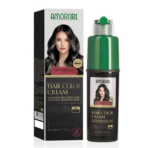 Amorfire Eenvoudig Te Gebruiken Permanente Kruiden Zwarte Verf Haarkleur Shampoo Grote Keuze Voor Vrouw En Man