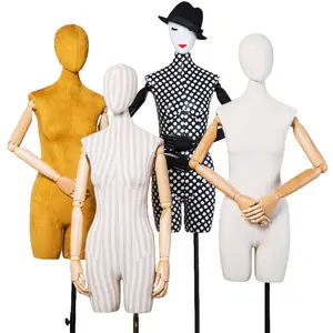 Thiết Kế Mới Một Nửa Cơ Thể Phụ Nữ Người Giả Nữ Dummy Cổ Điển Mannequin Thân Với Cánh Tay Bằng Gỗ