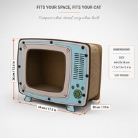 Adorable Maison pour Chat Style Télévision en Carton Écologique, Griffoir pour Chat, Protection de Meubles, Chats d'Intérieur, Vente en Gros