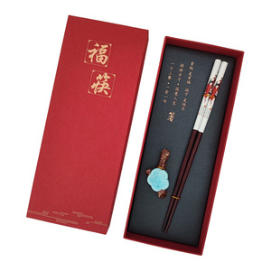 Chất lượng cao văn hóa và sáng tạo Hộp Quà Tặng thiết lập số lượng lớn dài tensoge gỗ đũa biểu tượng tùy chỉnh cá nhân bọc Bộ đồ ăn - Product Image 5