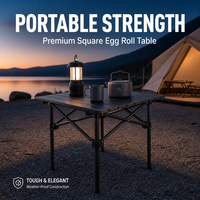 Table de pique-nique pliable compacte en aluminium mat anti-rayures avec plateau en lattes et structure en acier renforcé en forme de X pour l'extérieur