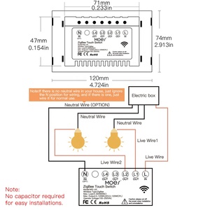 MoesTuya ZigBee Glass US Wall <strong>Touch</strong> Smart <strong>Switch</strong> No Neutral No Capacitor Needed Works with Alexa and Google Home - Product Image 6