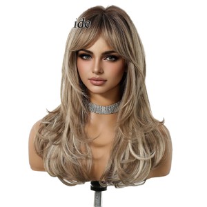 La Sylphide Long <b>Curly</b> <b>Wig</b> With Bangs Full Head Cover Natural Look For Women - Product Image 5