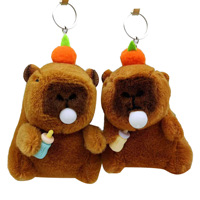 Nouveau porte-clés Capybara tendance de 4 pouces, super doux, en peluche type ours mignon, pendentif en coton PP, vente en gros, poupées en peluche pour machine à griffes
