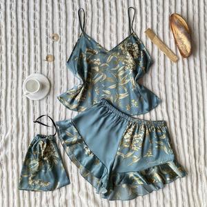 Chemise de nuit en satin à fleurs pour femmes, sans manches, sans bretelles, sexy, longueur genou, vêtements de nuit d'été, robe imprimée lisse - Product Image 5