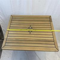 Table pliante en teck avec plateau 340/680 * 1000 mm, 13.4/26.8 * 39.4 pouces, rectangulaire avec incrustation étoile, pour yacht marin et camping-car TW35100