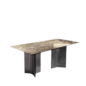 Modern Luxury Marble Rectangular Dining <b>Table</b> And Chairs 6 Piece Set For Dining Room Durable Combination Design - Product Image 5