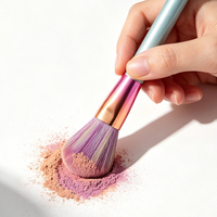 Kit de pinceaux de maquillage de voyage 10 pièces/ensemble avec sac, manche en acrylique, virole en aluminium, poils en nylon, ensemble de pinceaux cosmétiques pour le visage et les yeux