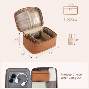 Bolsa de Cosméticos de Cuero Vegano Retro Personalizada Royal Fair con Múltiples Compartimentos, Juego de Bolsas de Maquillaje con Logotipo, Organizador con Asa - Product Image 3