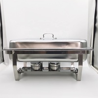 Lot de 4 réchauds de buffet rectangulaires pleine taille en acier inoxydable de 8 litres pour la restauration et les buffets