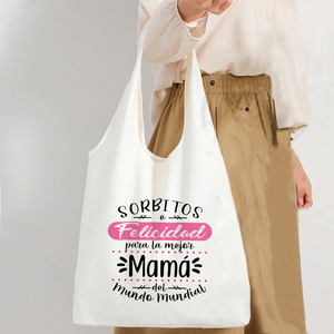 Sac fourre-tout en toile personnalisé avec logo imprimé « Have a Best Mom in the World », sac à bandoulière personnalisé <span class=keywords><strong>pour</strong></span> les voyages, <span class=keywords><strong>pour</strong></span> femmes et mères - Product Image 4