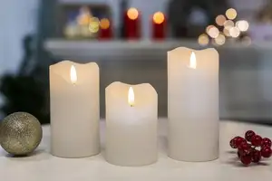 Newish Romantic 1 Warmweiß LED Kugel Flammen los Rot 3 Größe Set Kerze Home Weihnachten Hochzeit Dekoration Kerze Set