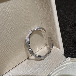 S925 Pure Silver Brushed Oval <b>Ring</b> Vintage Geometric Zircon <b>Open</b> Design Adjustable Inlay Fashion Jewelry - Product Image 5