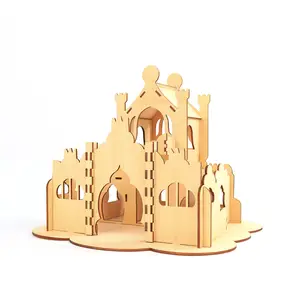 Personalizado castelo de madeira casa de bonecas, miniatura, brinquedo de madeira, crianças, educacional