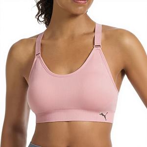 Lot de 2 soutiens-gorge de sport pour femme en nylon 100 %, sans coutures, à maintien élevé, avec bretelles croisées, décolleté en U et motif uni - Product Image 1