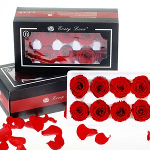 Wholesale Mothers Day Gifts Fresh Real Touch Roses Heads Grade B Preserved Roses with Box