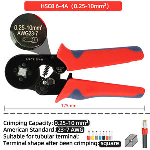 เครื่องมือจีบสายไฟฟ้า HSC8 6-4 คุณภาพสูง ทำจากเหล็กกล้าคาร์บอนขนาดเล็ก สำหรับจีบหัวต่อแบบท่อ ขนาด 0.25-10 ตร.มม. 23-7AWG - Product Image 2