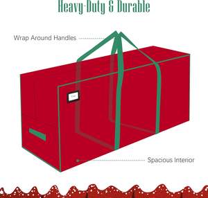 Kotak penyimpanan pohon Natal merah tahan air dengan pegangan diperkuat kotak penyimpanan liburan - Product Image 4
