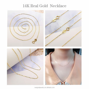 Collier en or véritable 14K 9K, chaîne à câble plat, en or véritable, chaînes croisées, vente en gros - Product Image 3