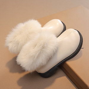 Bottes en cuir de luxe pour filles, bottes courtes à semelle souple, bottes d'hiver chaudes pour enfants - Product Image 6