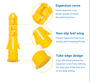 Fixation du cadre de la prise murale <span class=keywords><strong>Ancre</strong></span> jaune avec vis à ailettes simple Nylon Ancrage plastique expansible Tornillo - Product Image 6