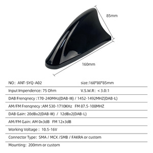 Antenne requin Fin pour <span class=keywords><strong>toit</strong></span> <span class=keywords><strong>de</strong></span> voiture, 11 pouces, noire, Design Radio AM FM, air avec connecteur GT5, antenne requin Fin - Product Image 3