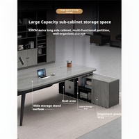 Scrivania Moderna per Ufficio Dirigenziale, Set di Scrivanie per CEO con Mobile, Scrivania a L in Legno, Arredamento Minimalista per Ufficio