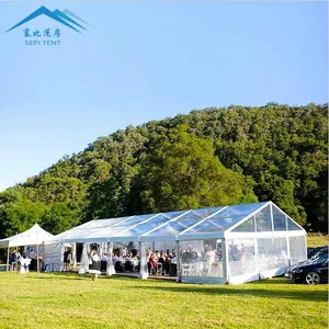 Tenda pesta pernikahan transparan aluminium Top bening PVC tahan air luar ruangan mewah