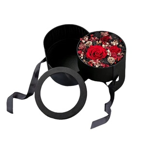 Creative double-layer rotating flower packaging box bouquet gift box birthday confession surprise box round