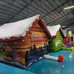 <b>Inflatable</b> Brown Christmas <b>Inflatable</b> Santa Grotto <b>House</b> Tent - Product Image 3