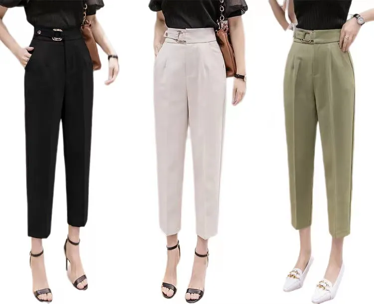 high-quality All-match women's suit pants small feet nine points harem pants smoke pipe high waist pants