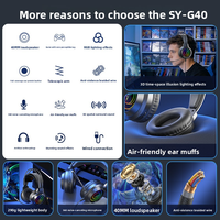 Casque de jeu supra-auriculaire RVB dynamique filaire et sans fil double mode Vh9 avec microphone pour ordinateur portable, PS4, PS5, Xbox, ordinateur, mobile et voyage