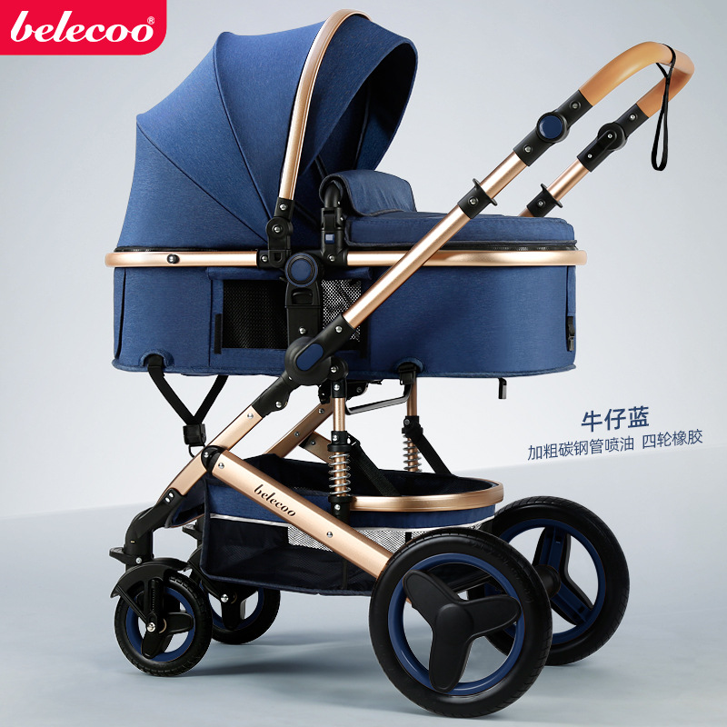 Tube en acier bleu denim - Grand kit à quatre roues en caoutchouc