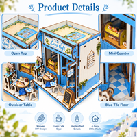Kit de maison de poupée miniature en bois à faire soi-même, modèle de café méditerranéen, maison en bois 3D à assembler, puzzle, jouets artisanaux pour cadeau