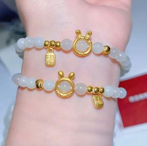 Fashion Imitation Green Jade <b>Bracelet</b> for Women Natural Crystal Gemstone <b>Beads</b> <b>Gold</b> Rabbit Vintage Agate <b>Bracelet</b> - Product Image 3