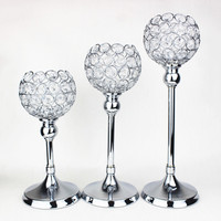 Décoration de centre de table, bougeoirs en cristal doré, ensemble de 3 pièces, support à bougies pour mariage