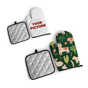 Mani personalizzate per cucina da forno con stampa termoisolante personalizzata all'ingrosso guanti da forno Snd set porta pentole - Product Image 1