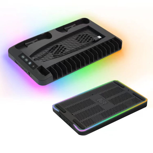 Portable Vertical Stand PS5 Controller Dual Wireless Charger Station With Cooling Fan for PS5/PS5 Slim Disc Games