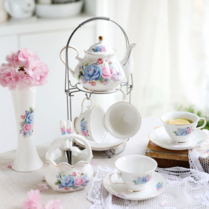 Set <span class=keywords><strong>da</strong></span> Tè Pomeridiano in Porcellana Europea Classica Vintage con Tazza, Piattino e Teiera, Regalo di Nozze - Product Image 2