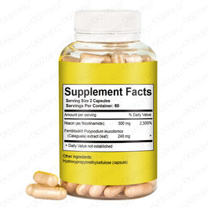 Kapsul Niacinamide <span class=keywords><strong>Vitamin</strong></span> <span class=keywords><strong>B3</strong></span> 500mg Suplemen OEM dengan Ekstrak Polypodium Leucotomos Calaguala Mendukung Kesehatan Sel Kulit - Product Image 2