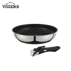 2025 New 5pcs Nonstick Ceramic Cookware <strong>Set</strong>- Detachable Handle Grill <strong>Pan</strong> &amp; Hot Pot, Stainless Steel Oven Safe 450&deg;F - Product Image 3