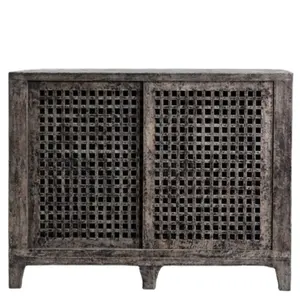 Chinese slatted buffet in black finishes living room furniture