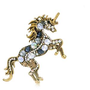 우아하고 독특한 동물 유니콘 말 브로치 핀 펜던트 오스트리아 크리스탈 브로치 - Product Image 4